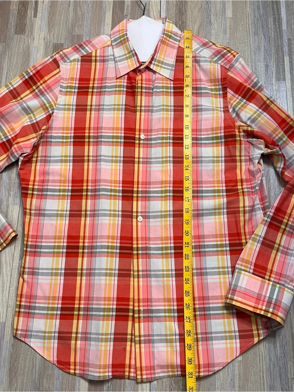Banana Republic Men's Red & Pink Plaid Button-Down Shirt Size Large